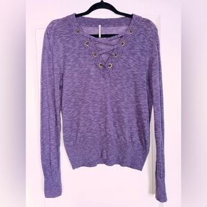 HELLO NITE Purple Lace-Up Women's Long Sleeve Top